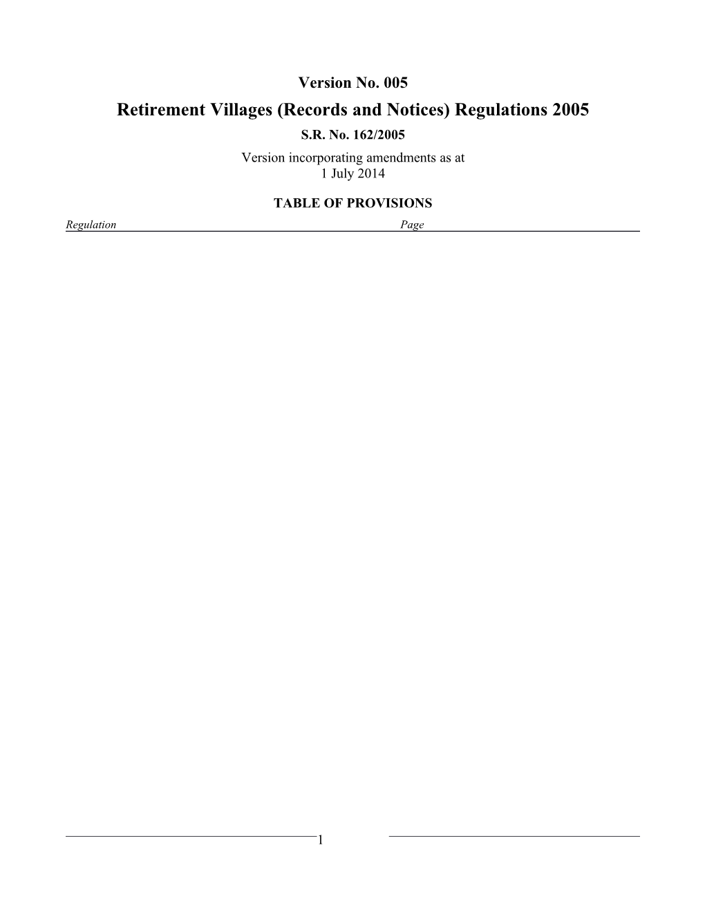 Retirement Villages (Records and Notices) Regulations 2005