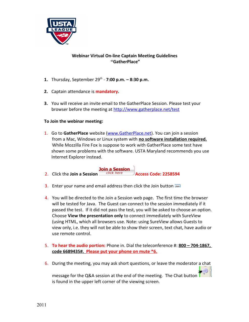 Webinar Virtual On-Line Captain Meeting Guidelines