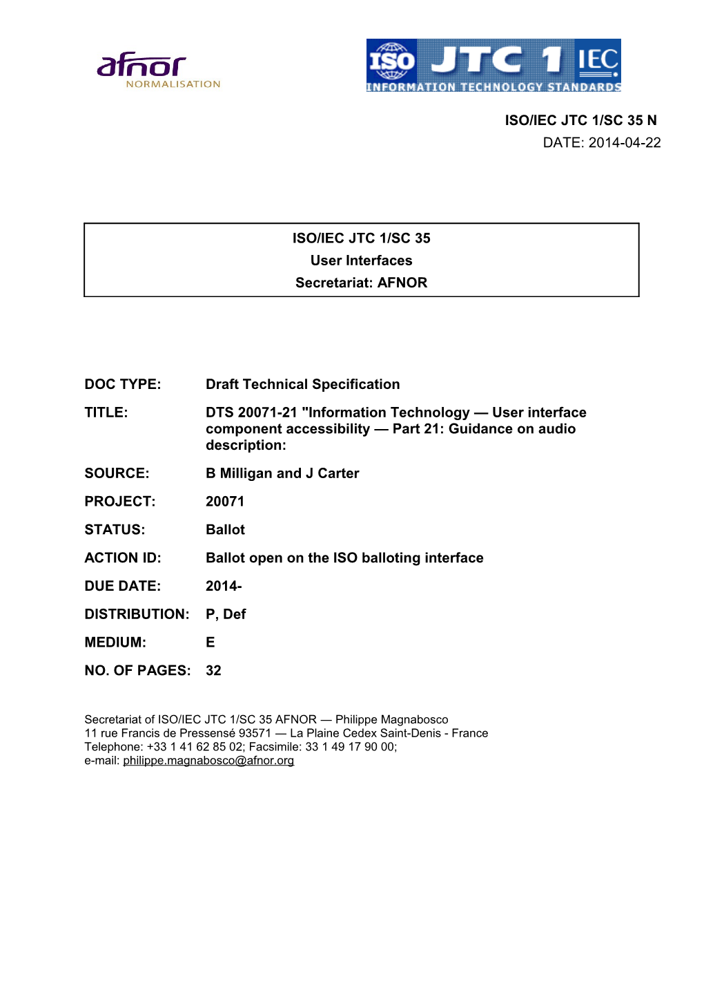 Iso/Iec Tc Jtc1/Sc Sc35 N