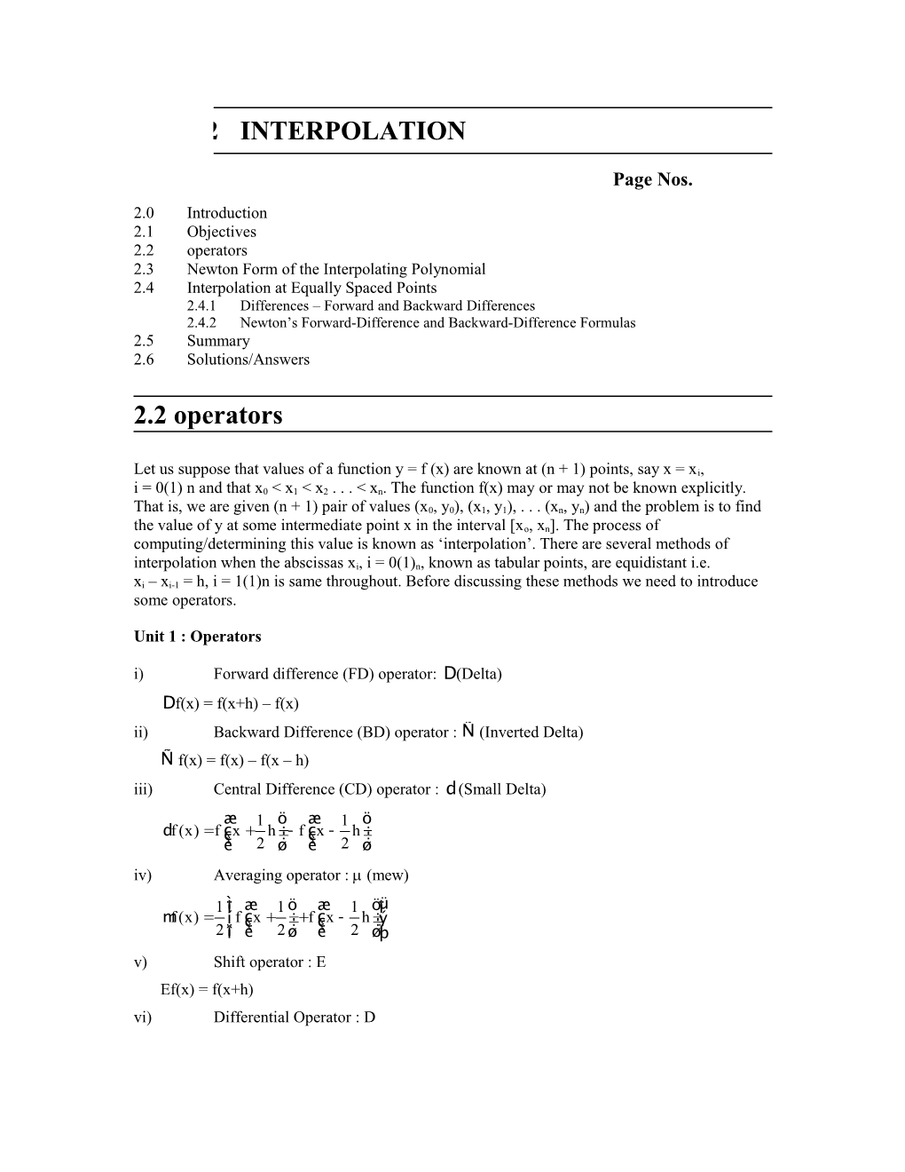 2.3Newton Form of the Interpolating Polynomial