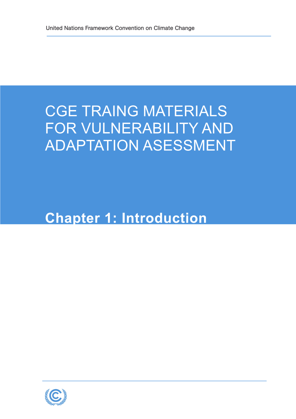 CGE Training Materials for Vulnerability and Adaptation Assessment