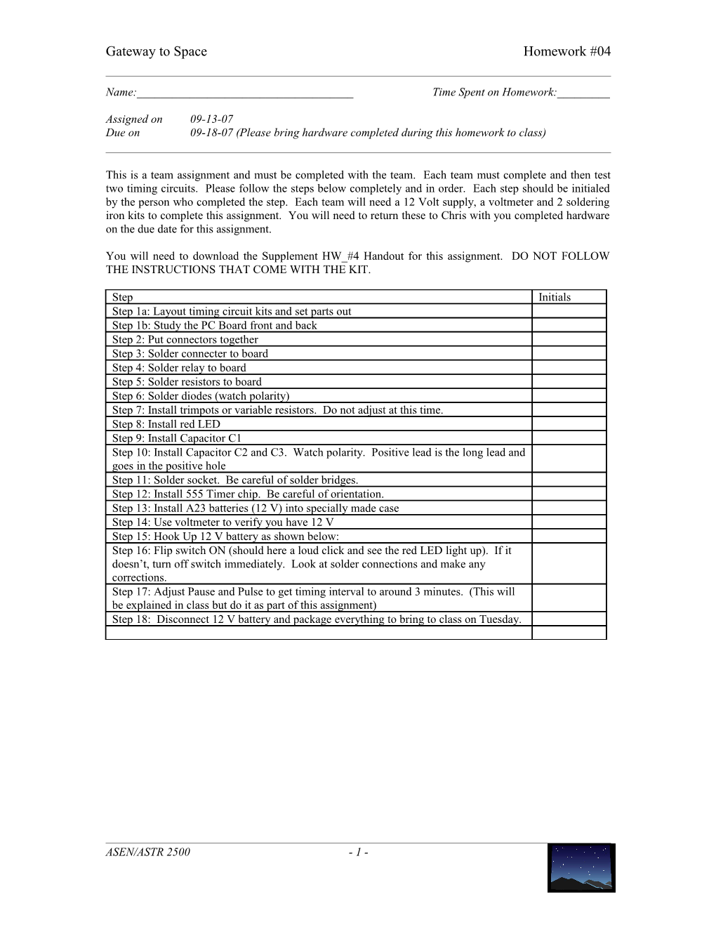 Gateway to Spacehomework #04