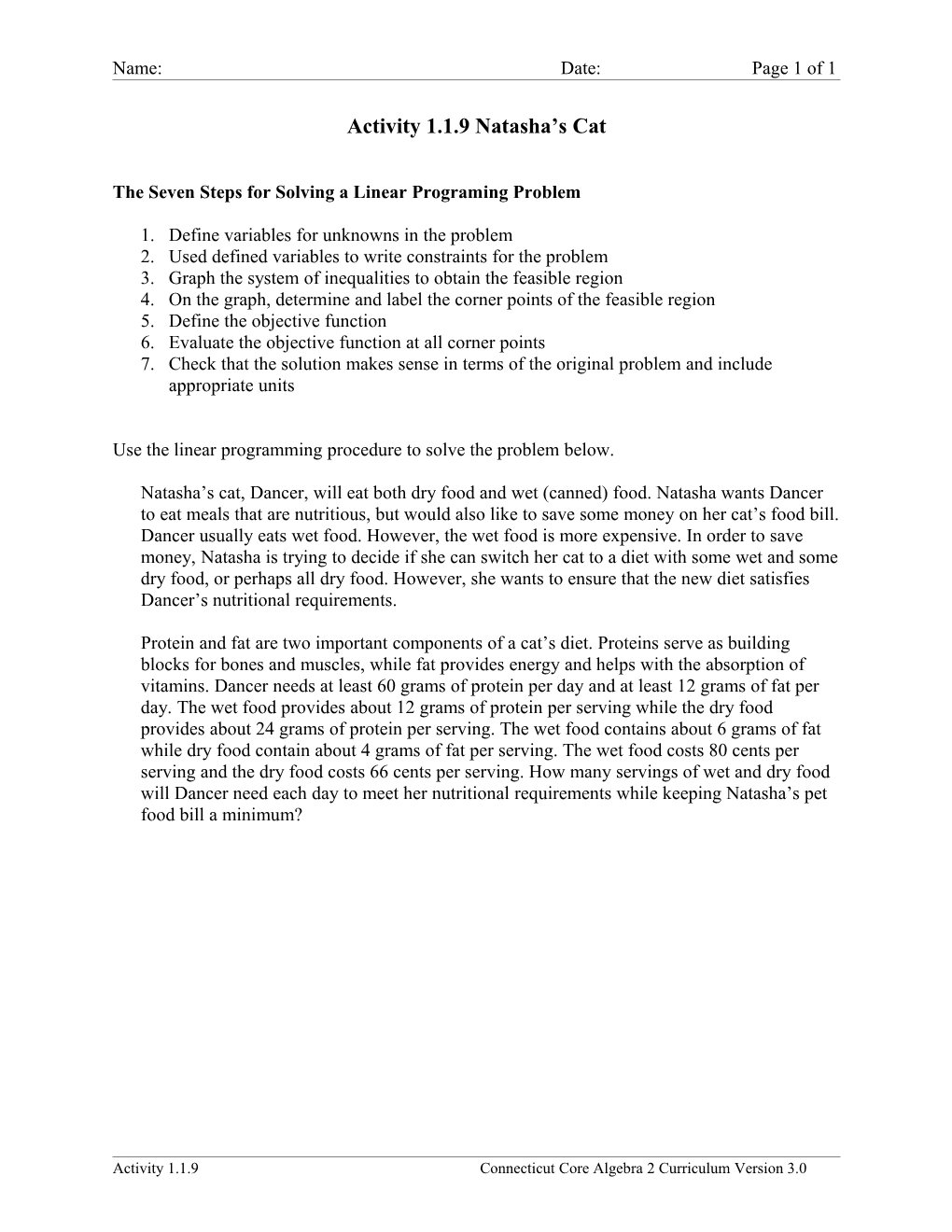 The Seven Steps for Solving a Linear Programing Problem