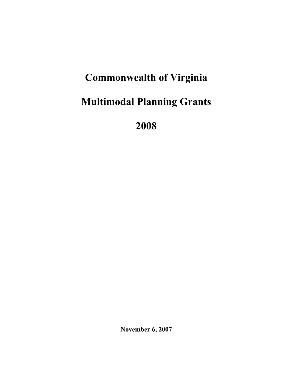 Multimodal Planning Grants