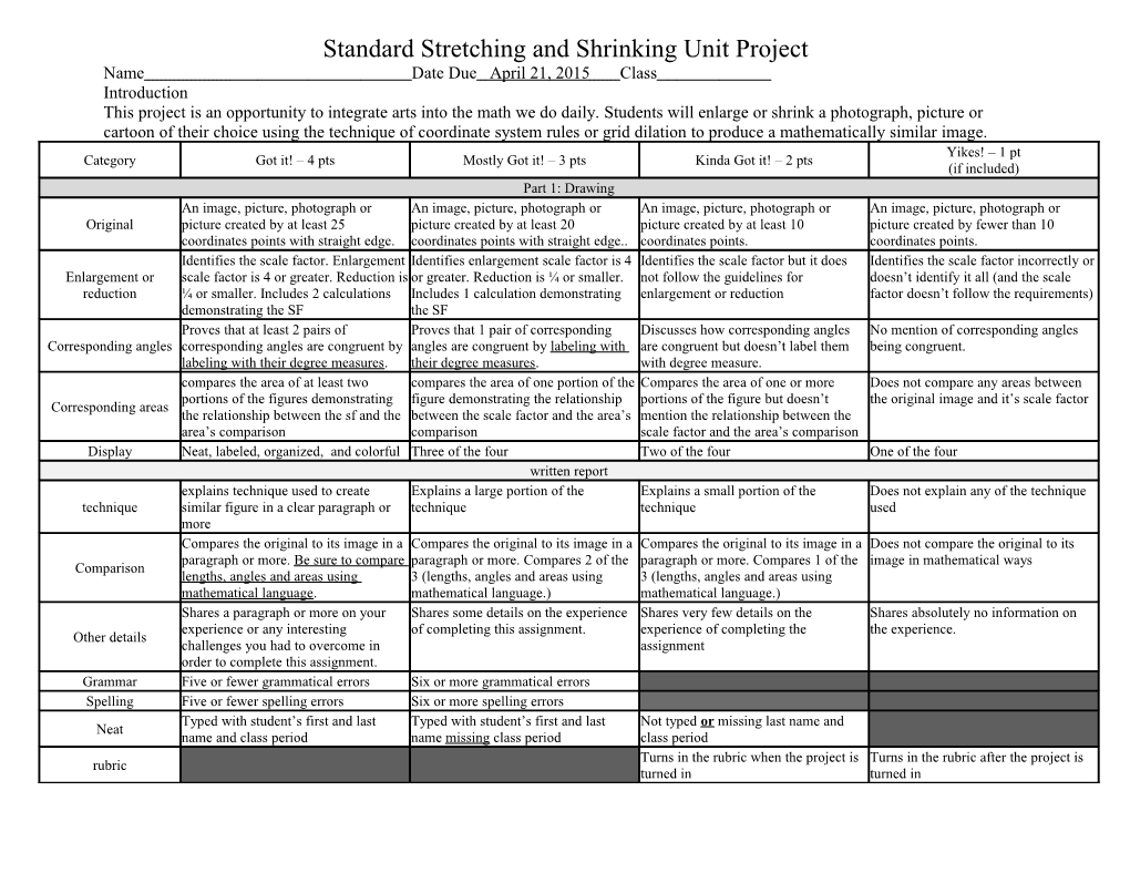 Standard Stretching and Shrinking Unit Project