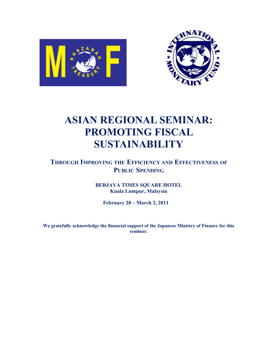 Asian Regional Seminar: Promoting Fiscal Sustainability