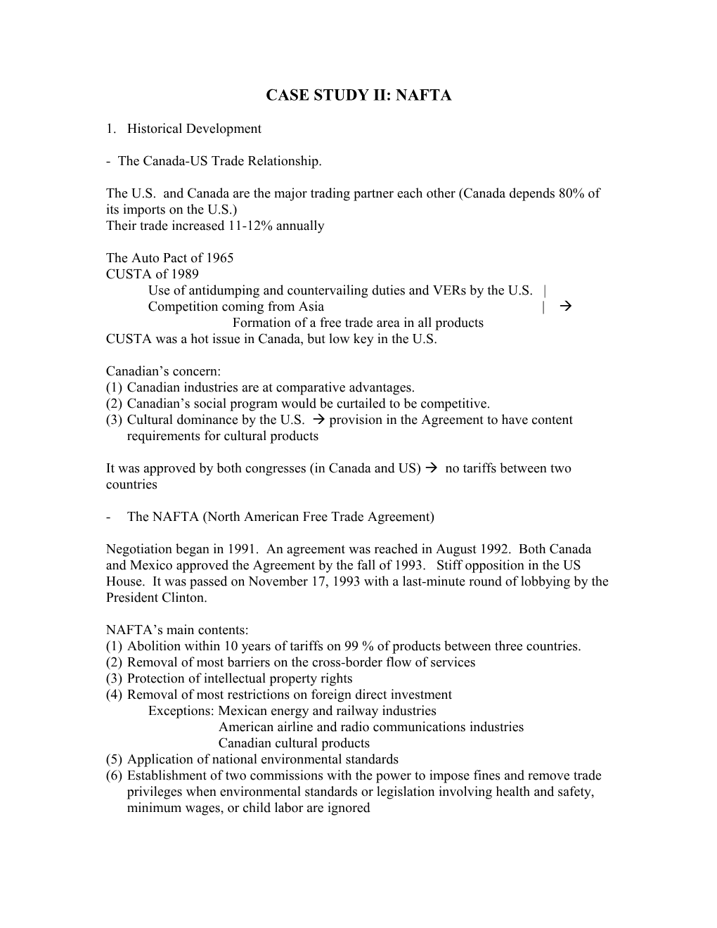 Case Study Ii: Nafta