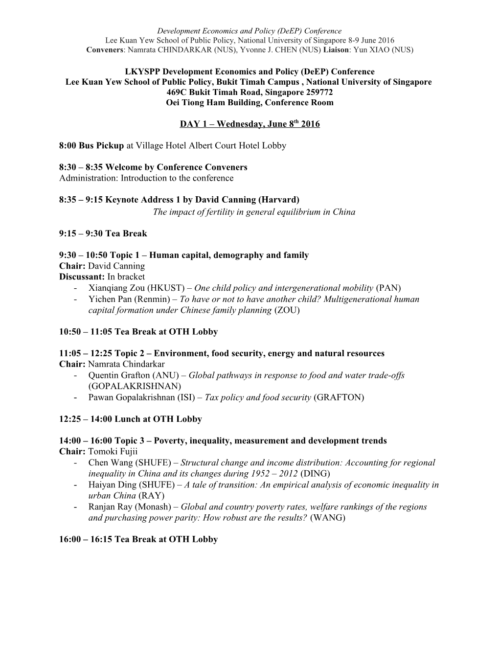 LKYSPP Development Economics and Policy (Deep) Conference