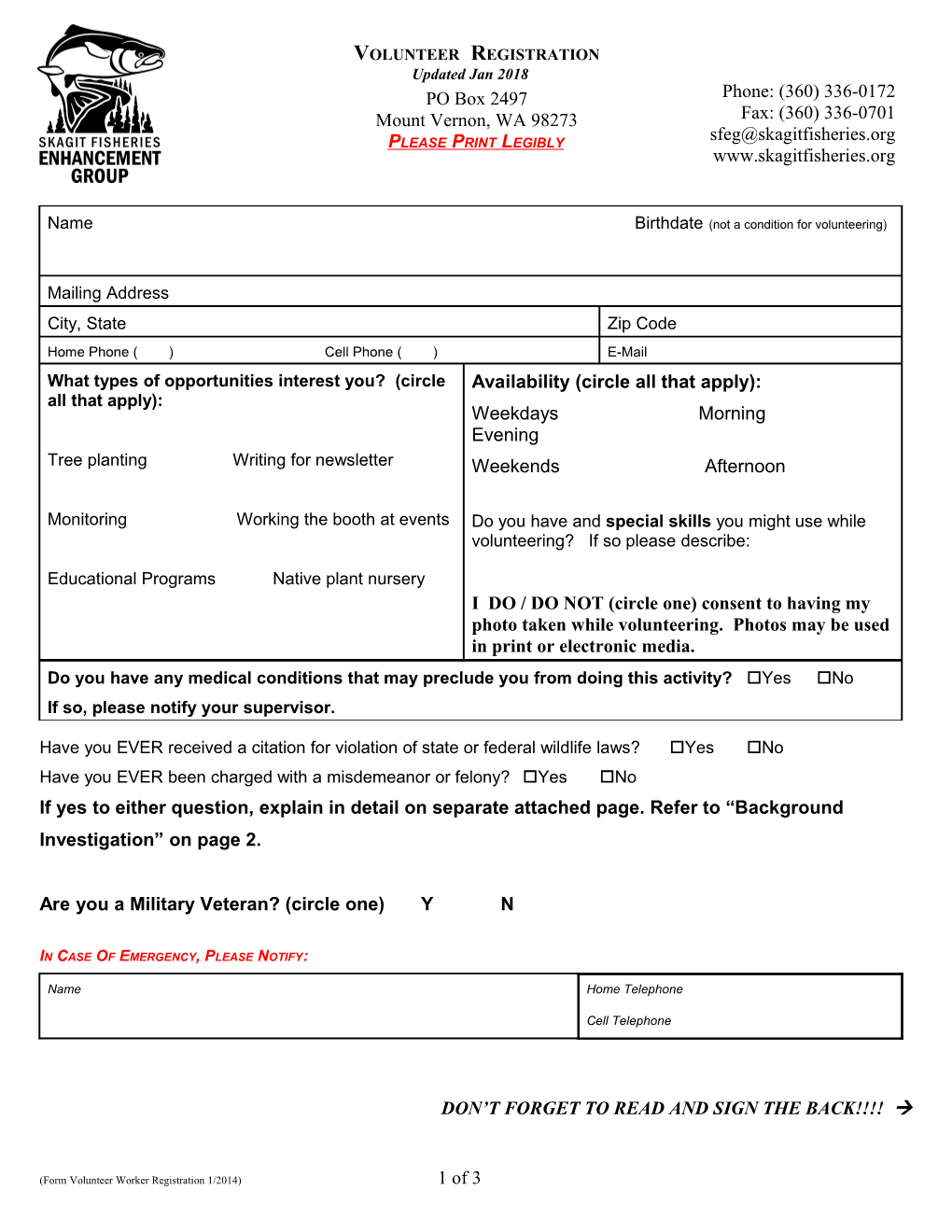 Volunteer Worker Registration