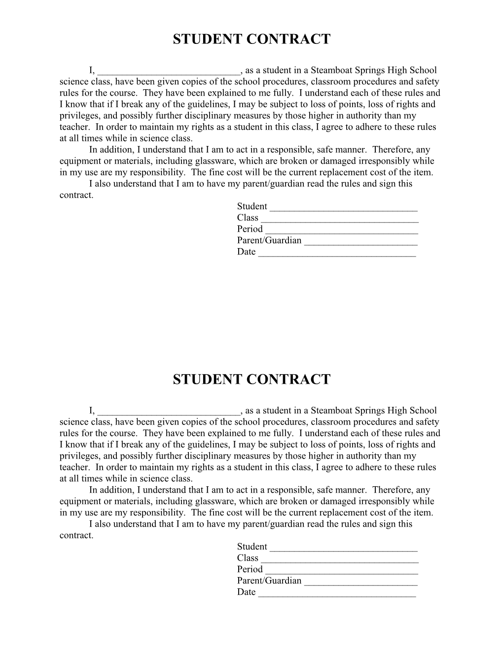 Student Contract