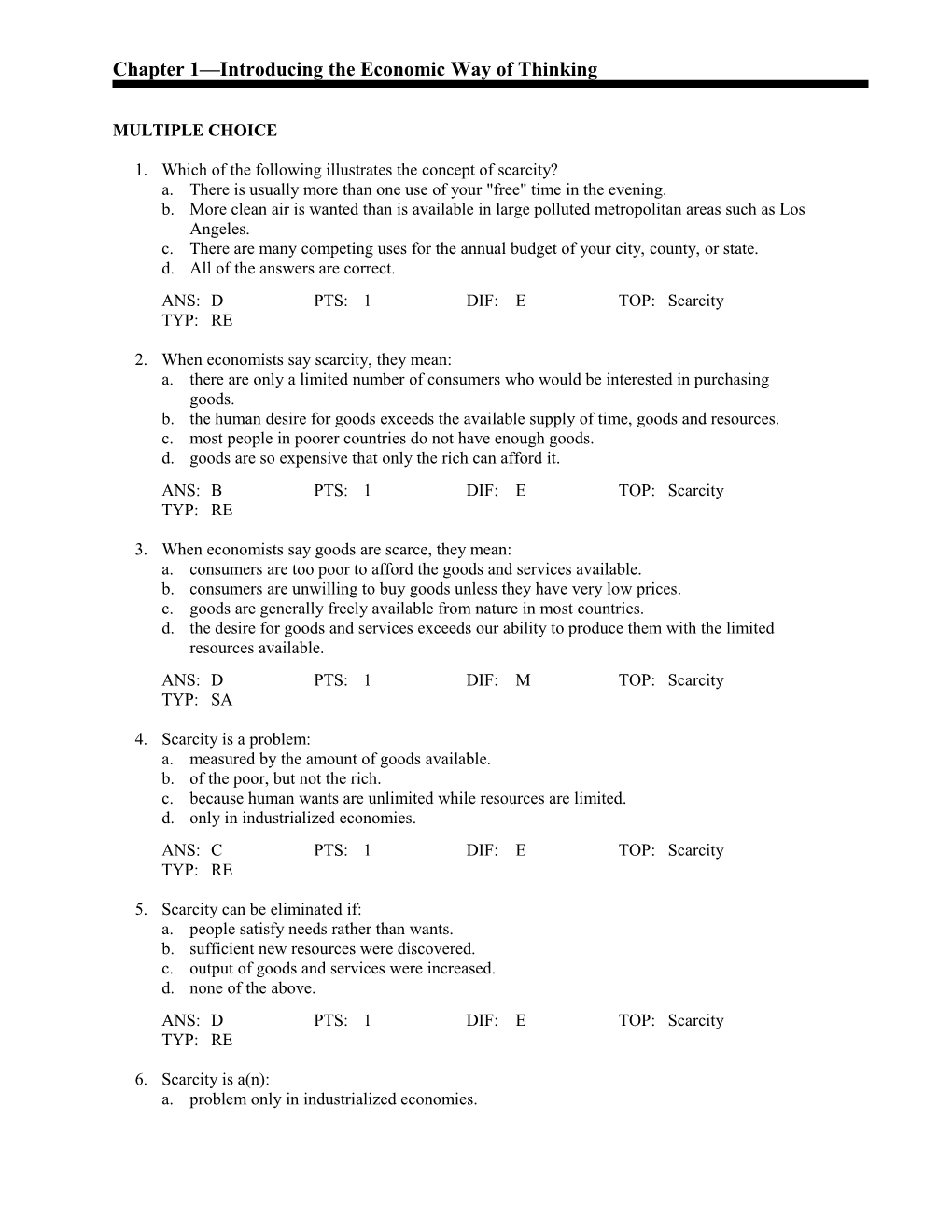 Chapter 1 Introducing the Economic Way of Thinking