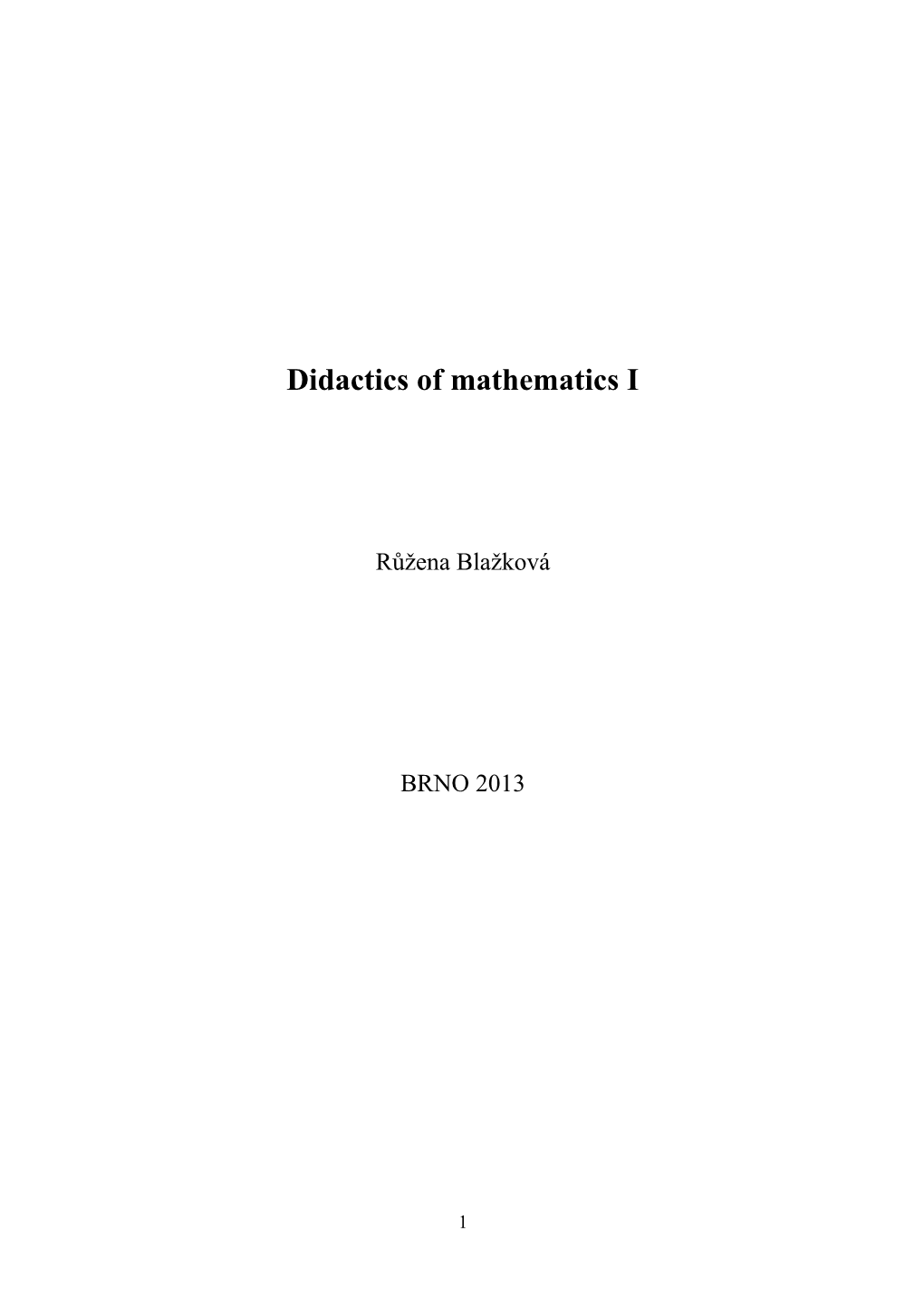 Didactics of Mathematics