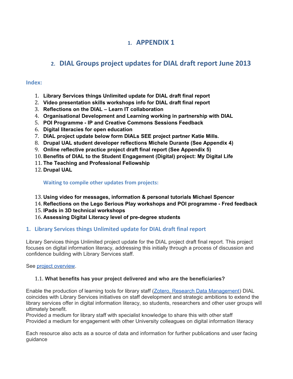 DIAL Groups Project Updates for DIAL Draft Report June 2013