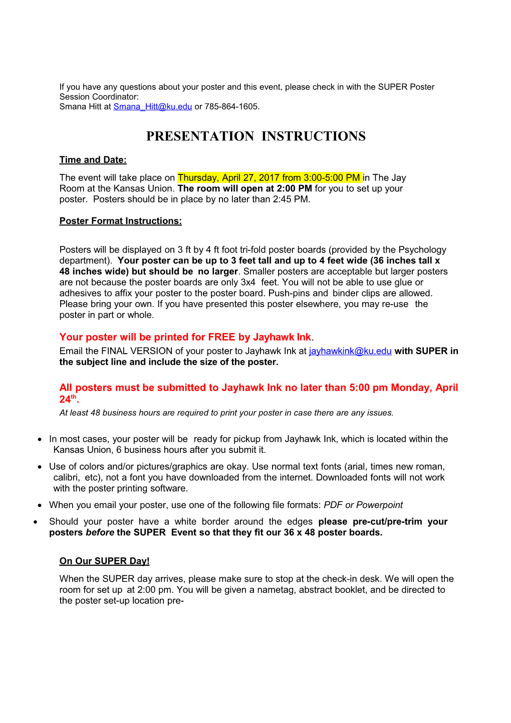 Presentation Instructions