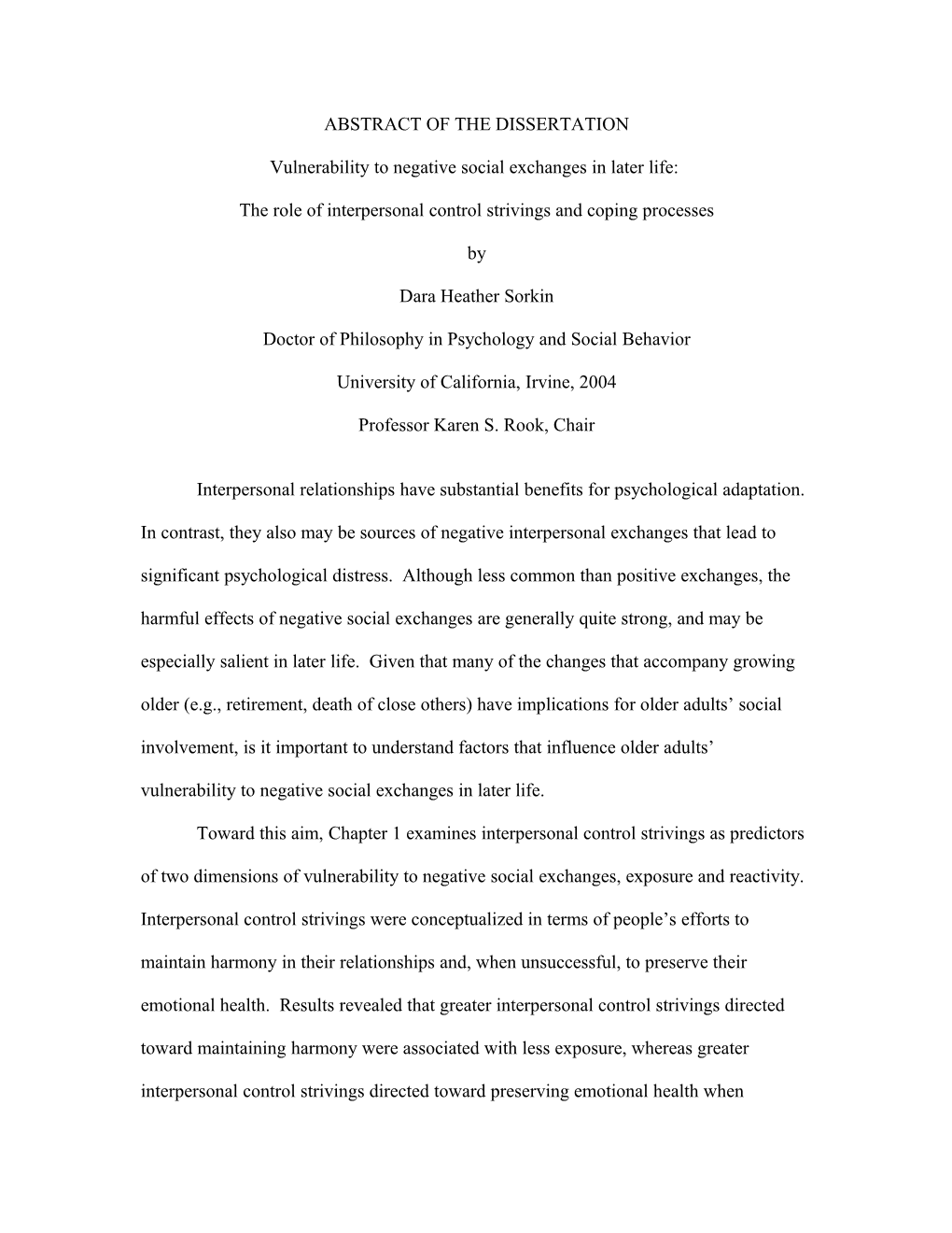 Abstract of the Dissertation