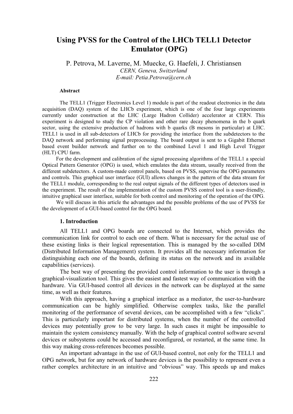 Use of PVSS Control in the TELL1 Module for the Lhcb Experiment