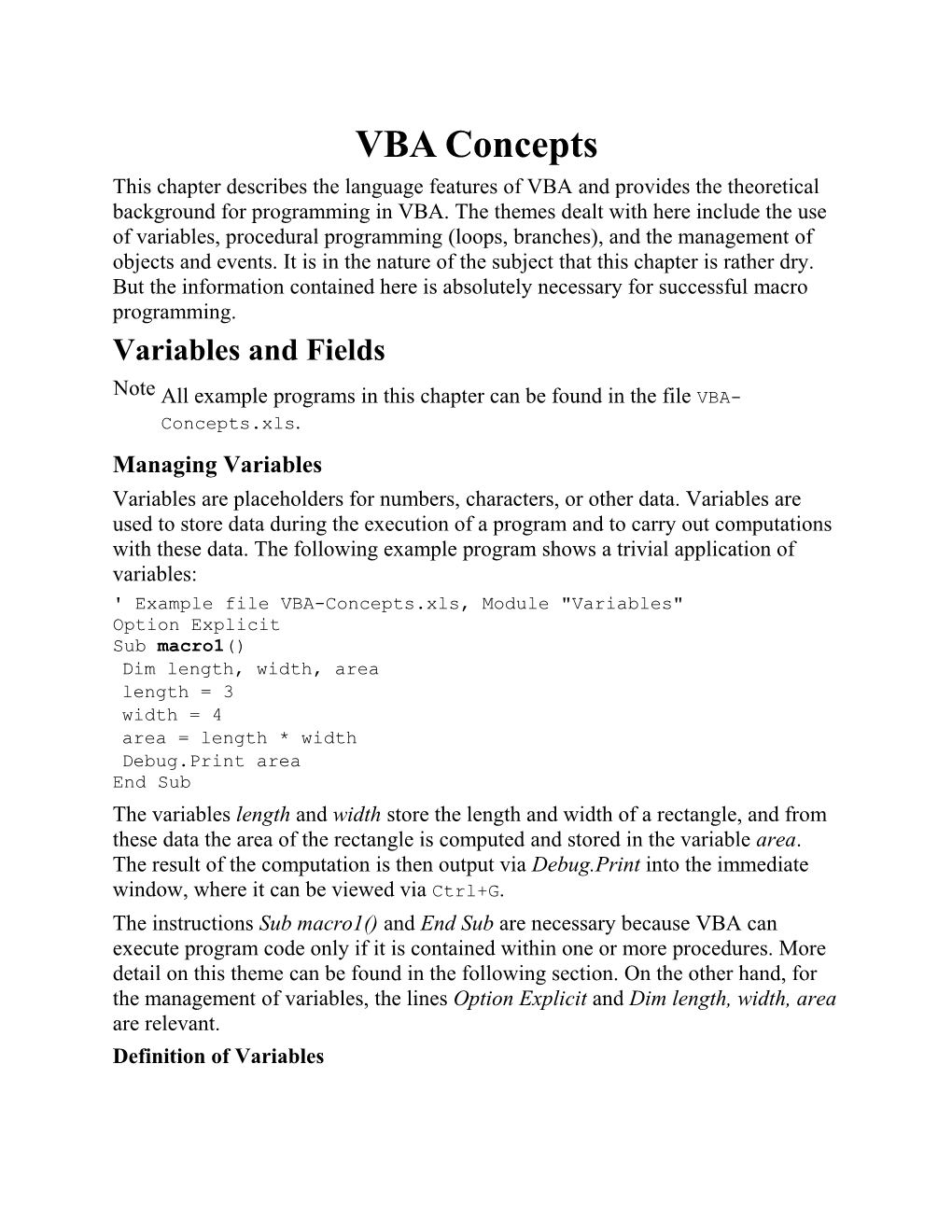 Variables and Fields