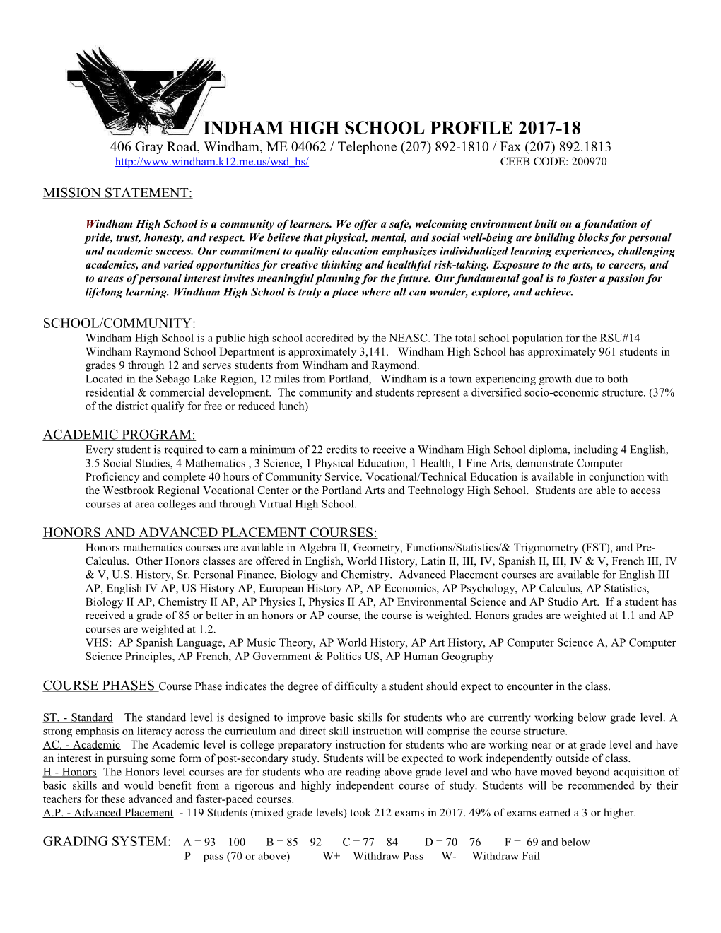 Indham High School Profile 2017-18
