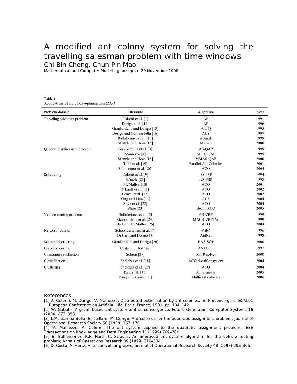 A Modified Ant Colony System for Solving the Travelling Salesman Problem with Time Windows