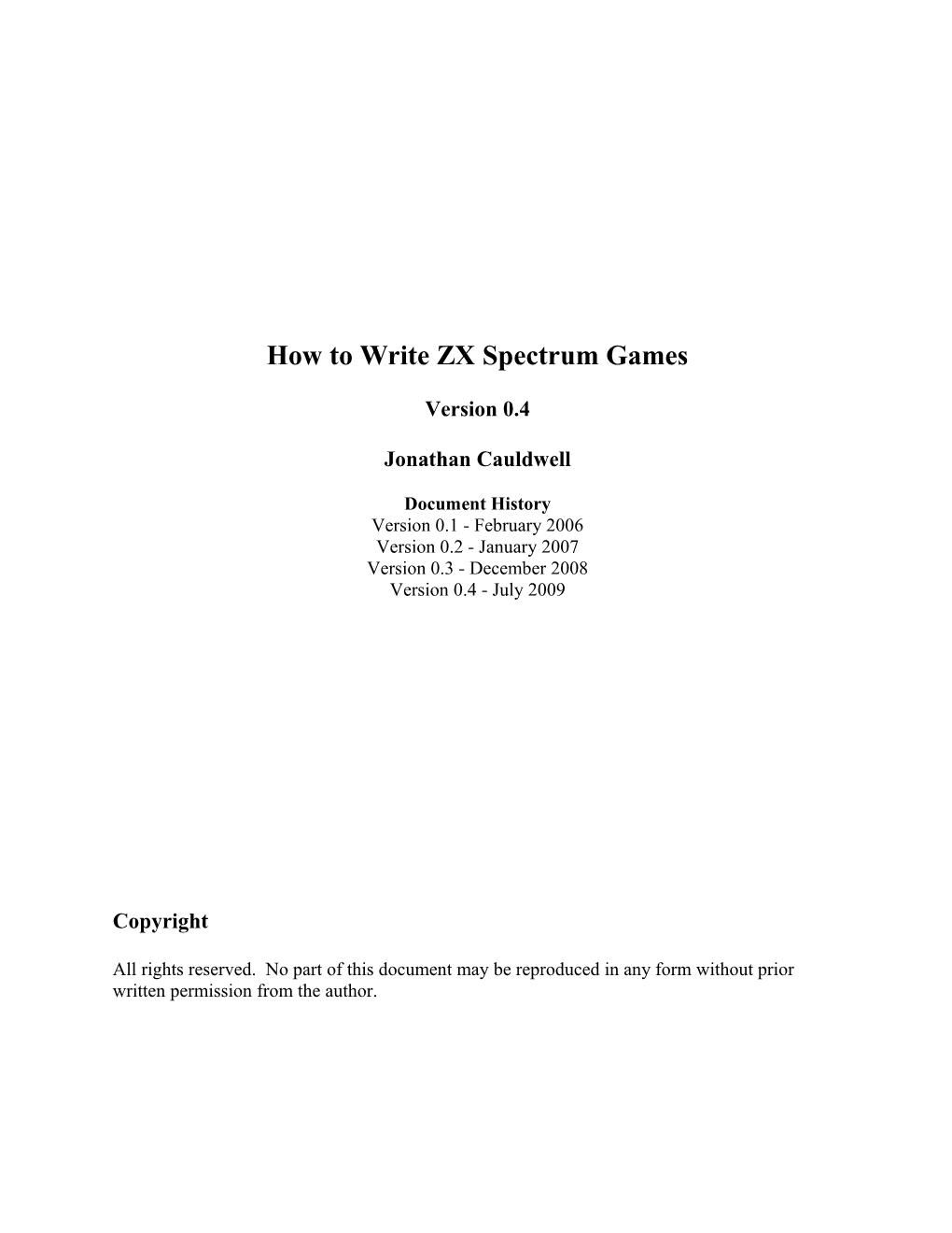 How to Write ZX Spectrum Games