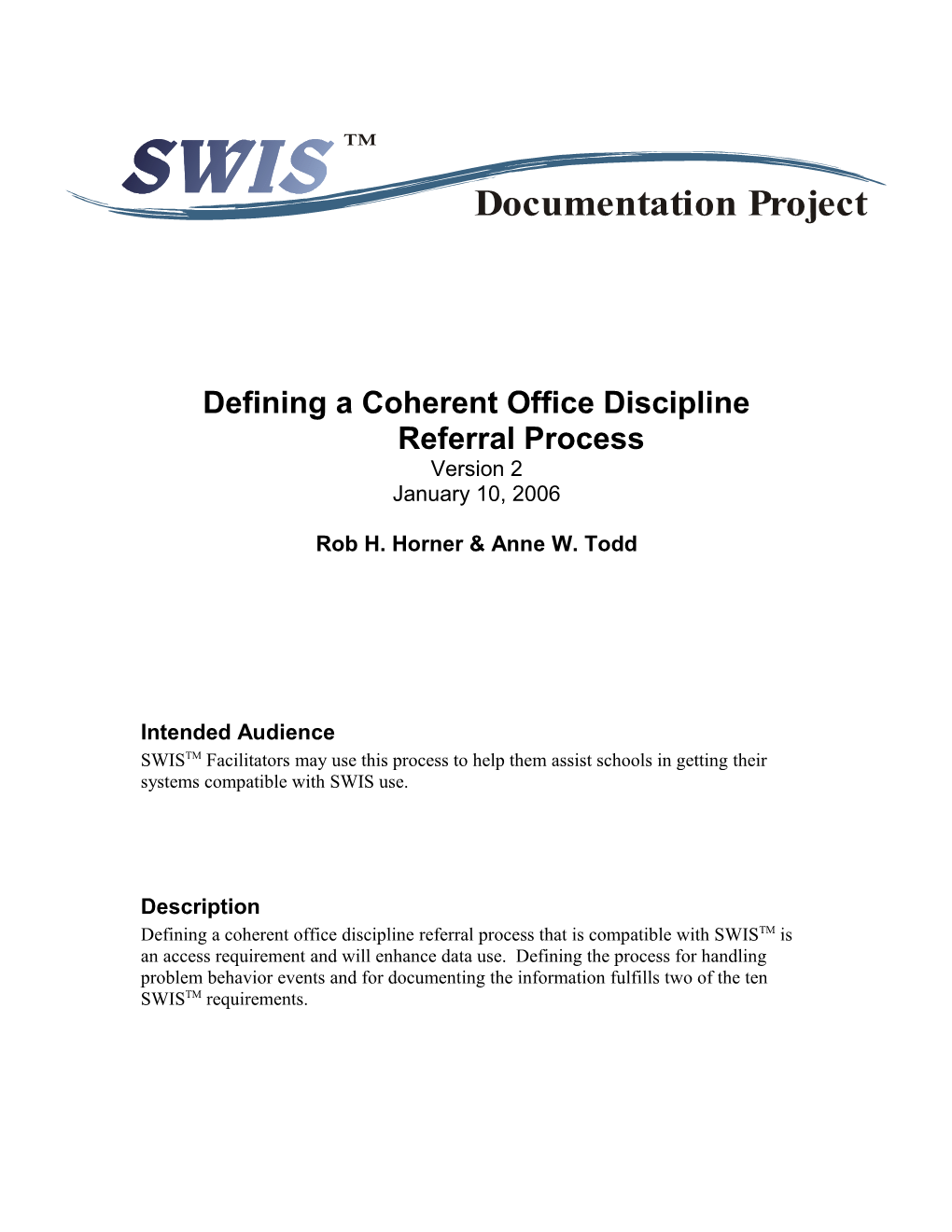 Defining a Coherent Office Discipline Referral Process