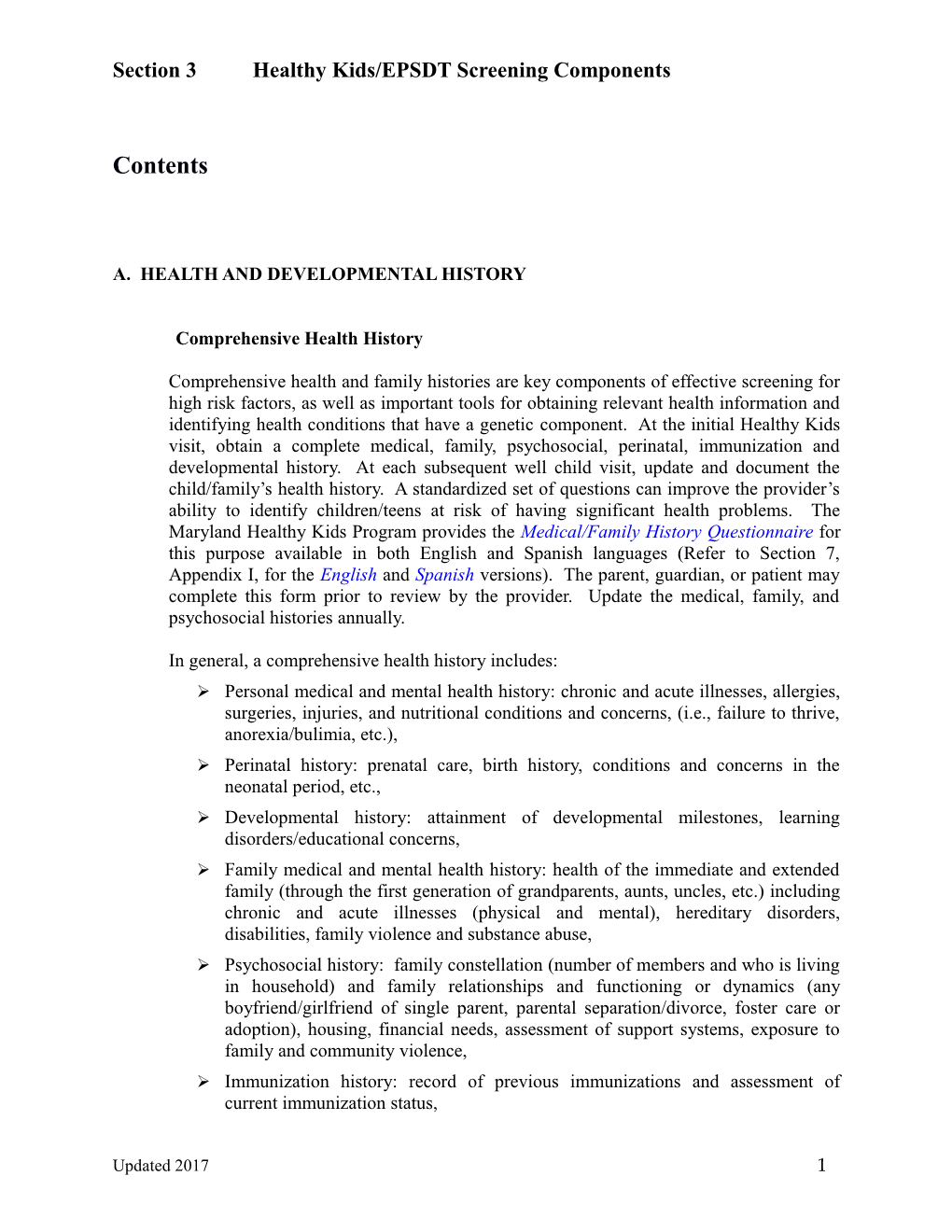 Section 3Healthy Kids/EPSDT Screening Components