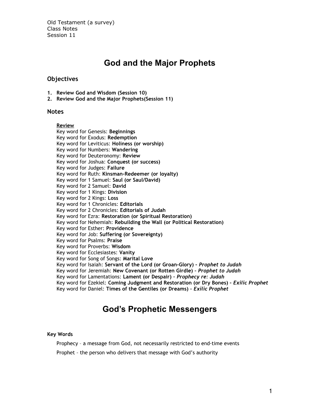 A Quick Overview of Old Testament History
