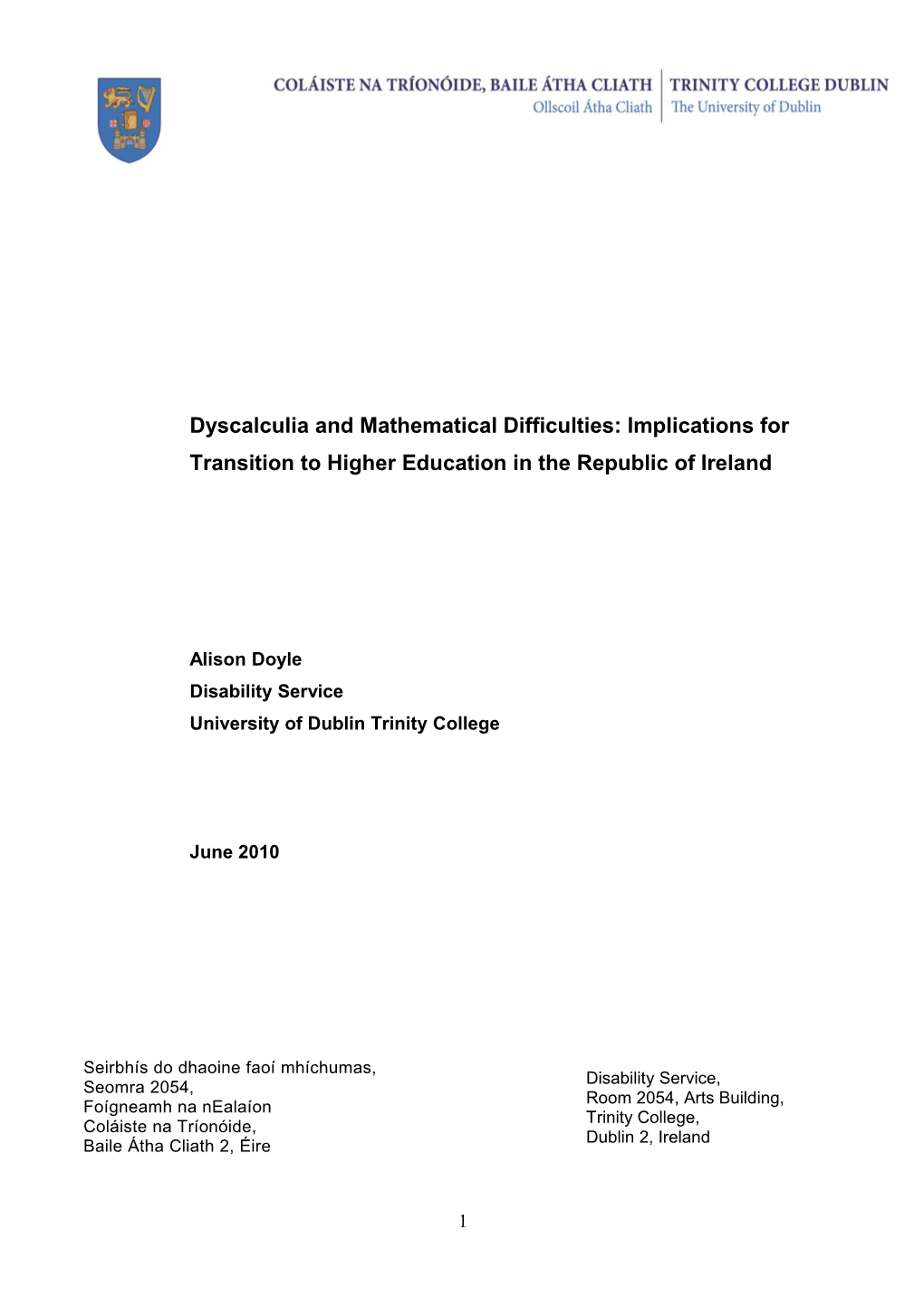 Dyscalculia in Higher Education: a Review of the Literature