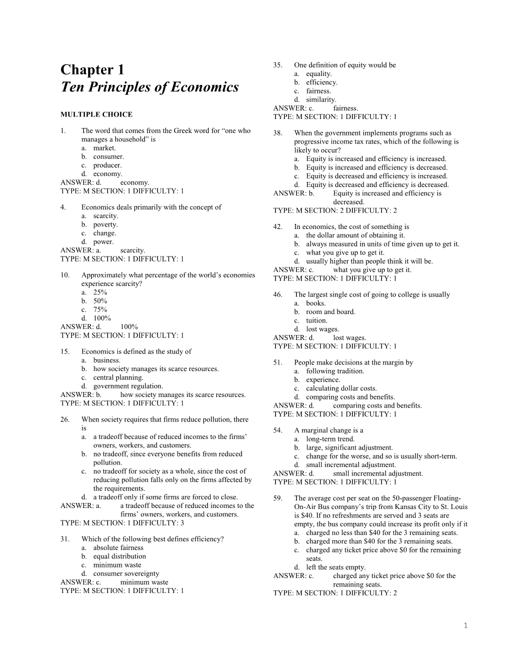 Chapter 1/Ten Principles of Economics 1