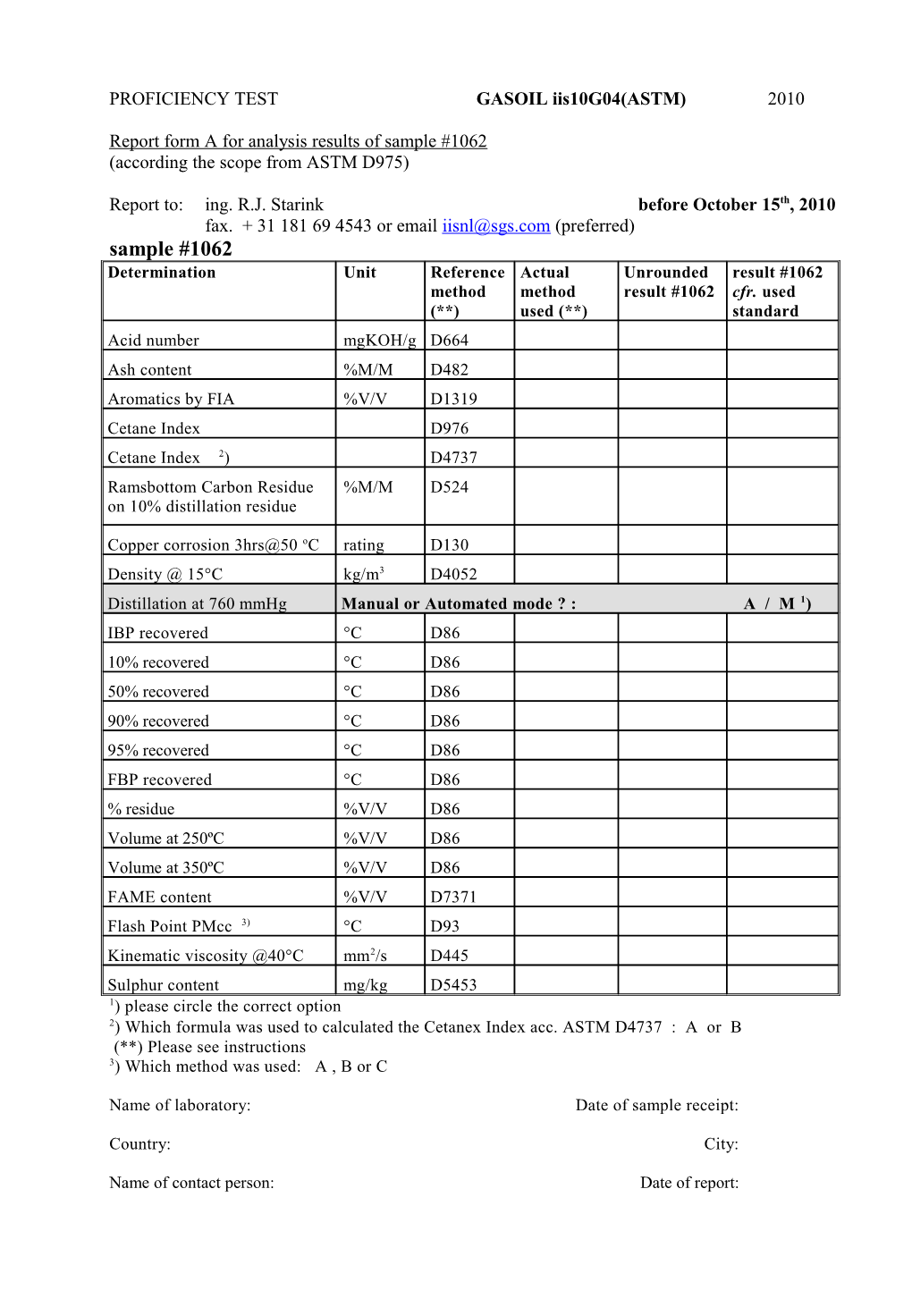 Interlaboratory Study Winter Gasoil Iis01g01