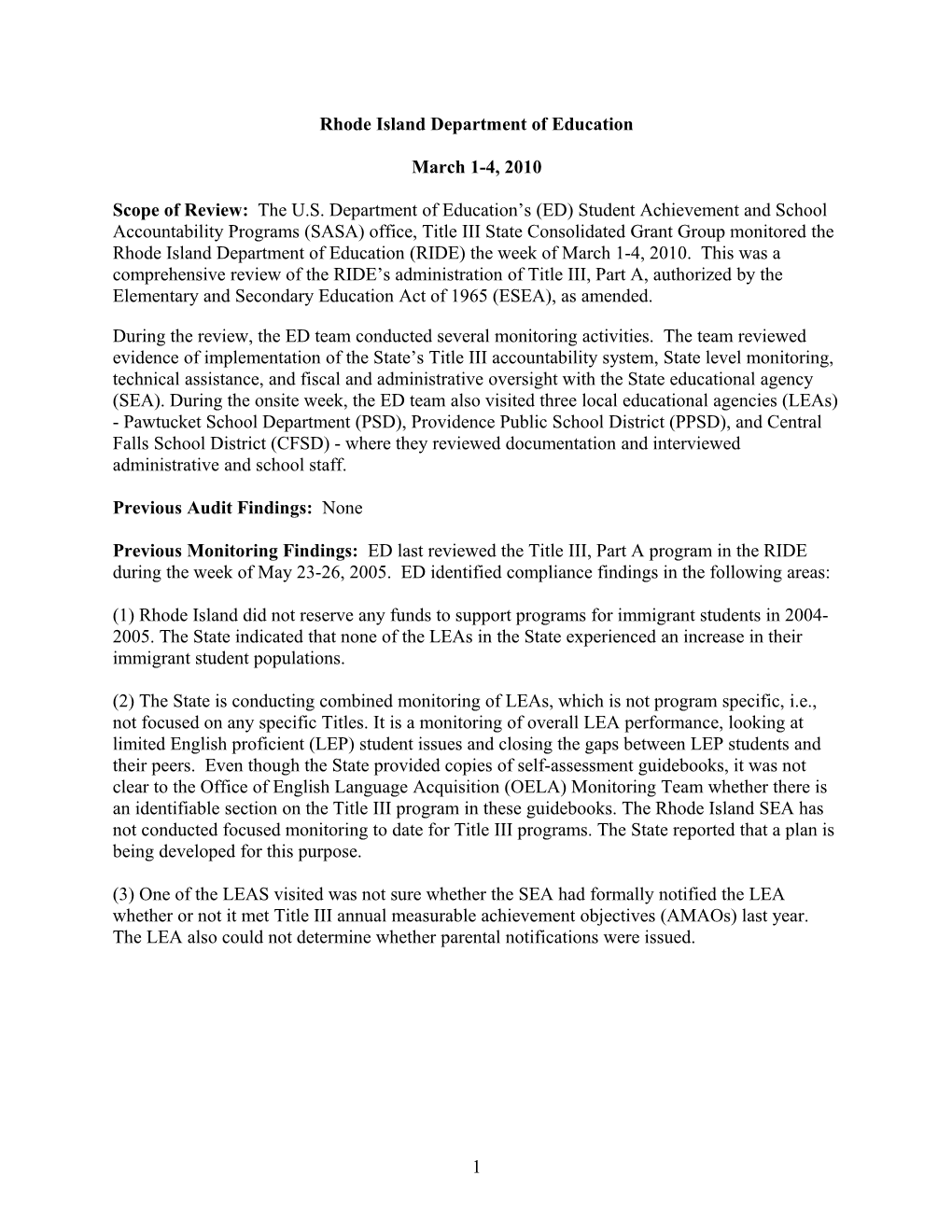 Title III Rhode Island Monitoring Report 3/1-4/10 (MS Word)