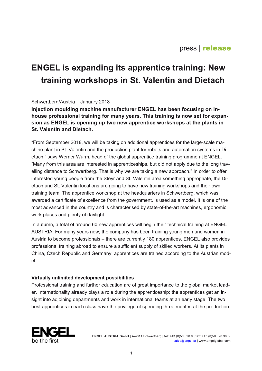 ENGEL Is Expanding Its Apprentice Training: New Training Workshops in St. Valentin and Dietach