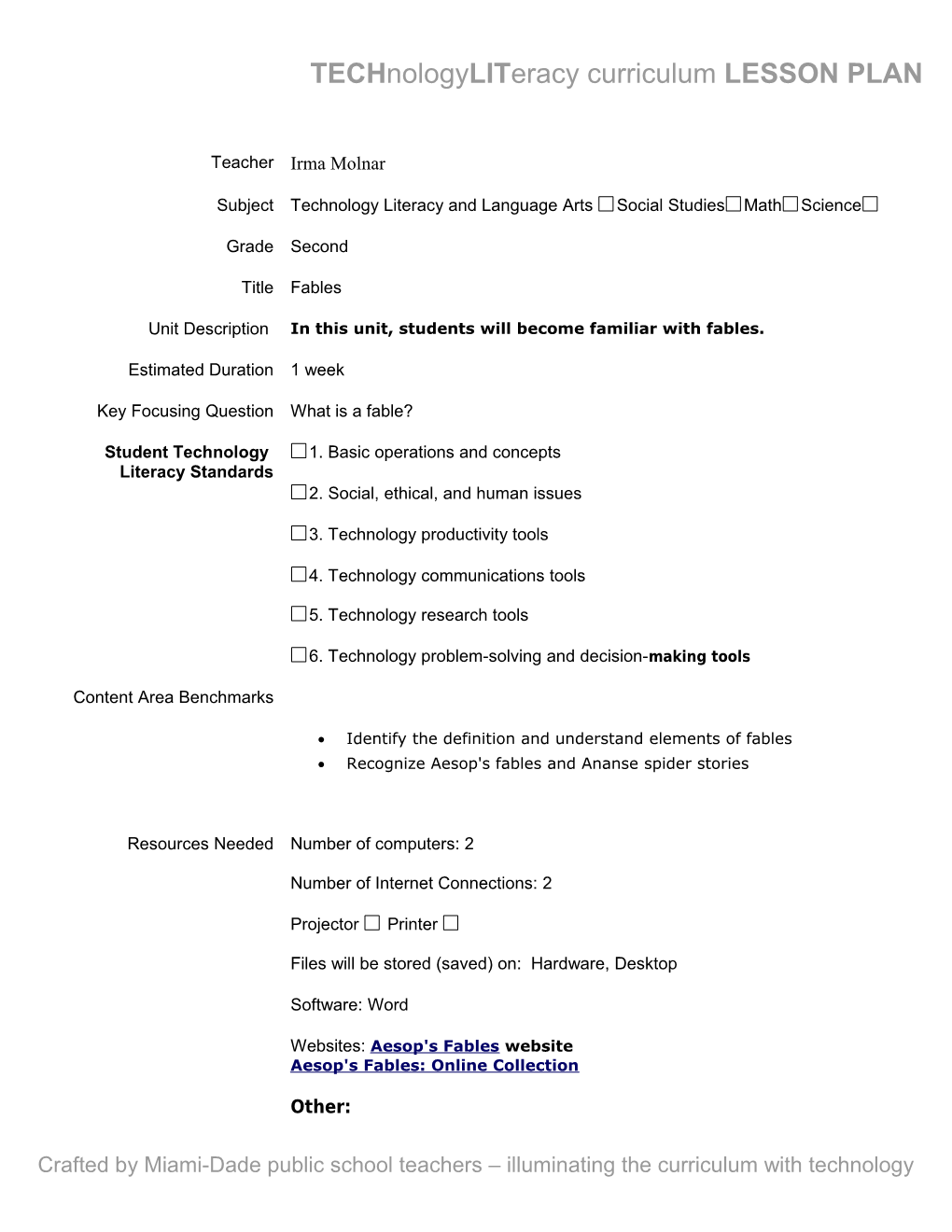 Technology Literacy and Language Arts Social Studies Math Science s1