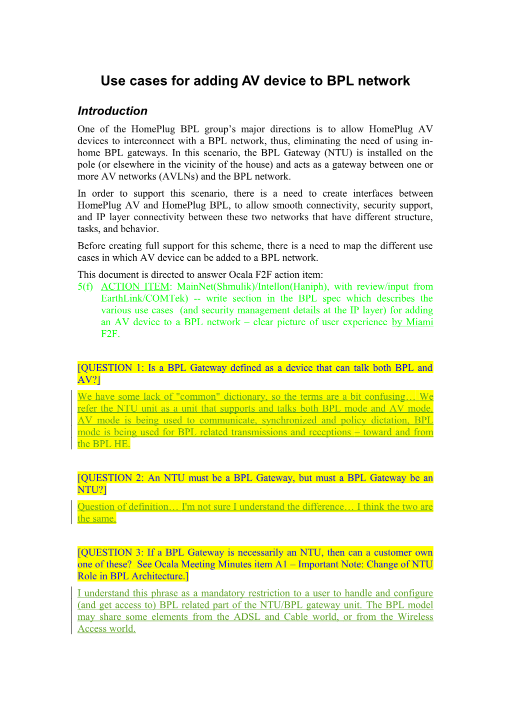 Homeplug Contributions for Miami F2F