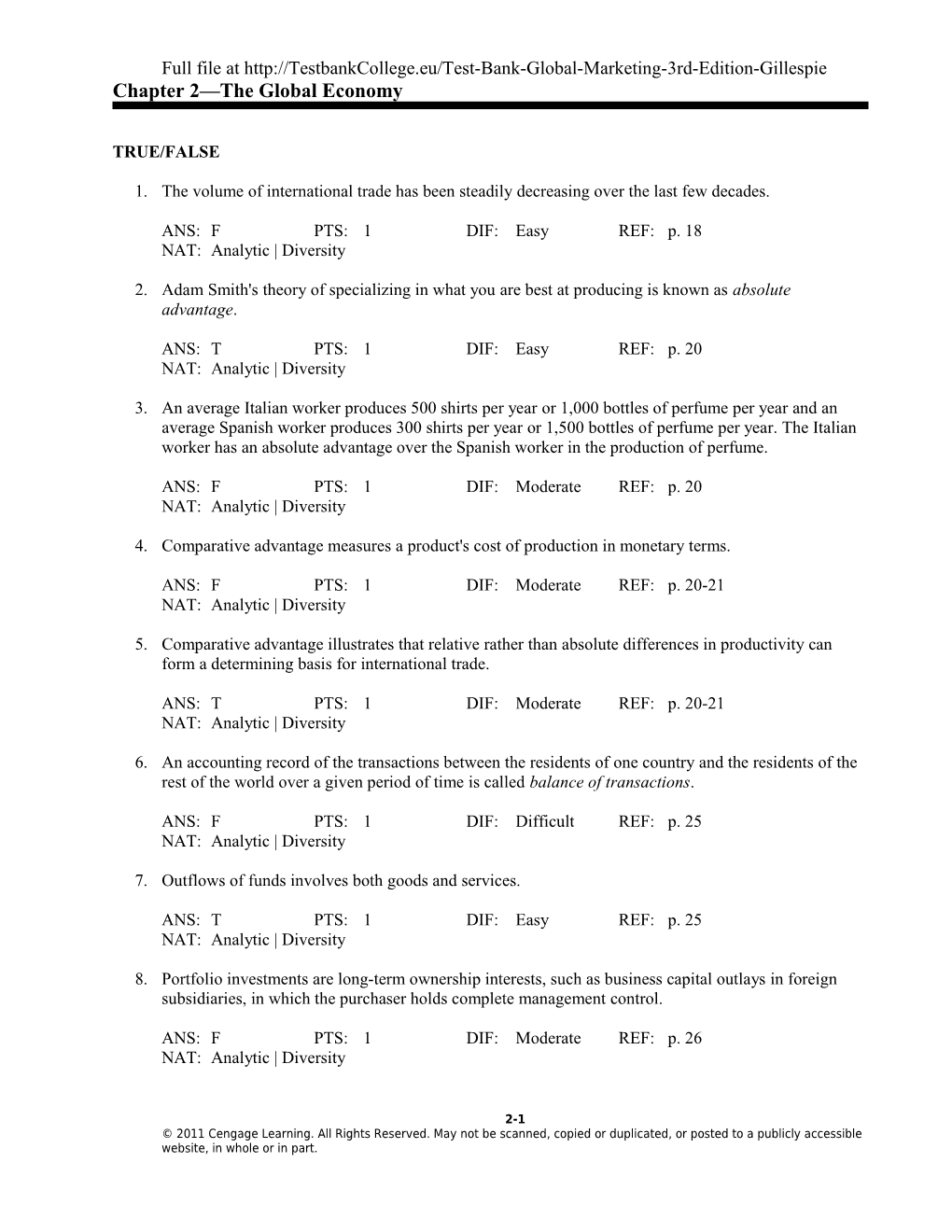 Chapter 2 the Global Economy