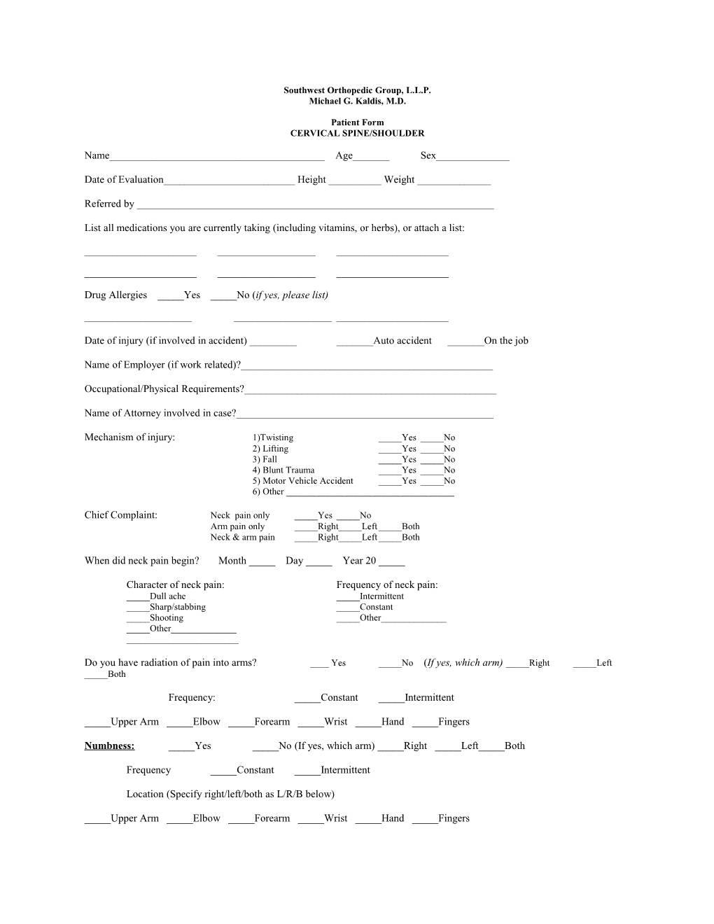 Southwest Orthopedic Group, L.L.P