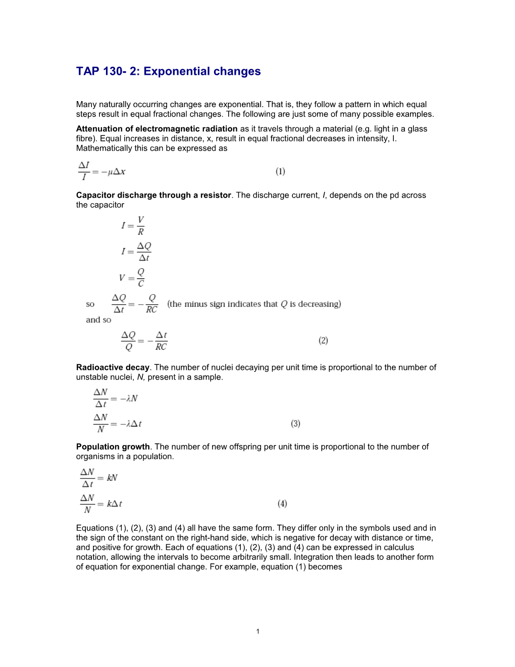 TAP 130- 2: Exponential Changes