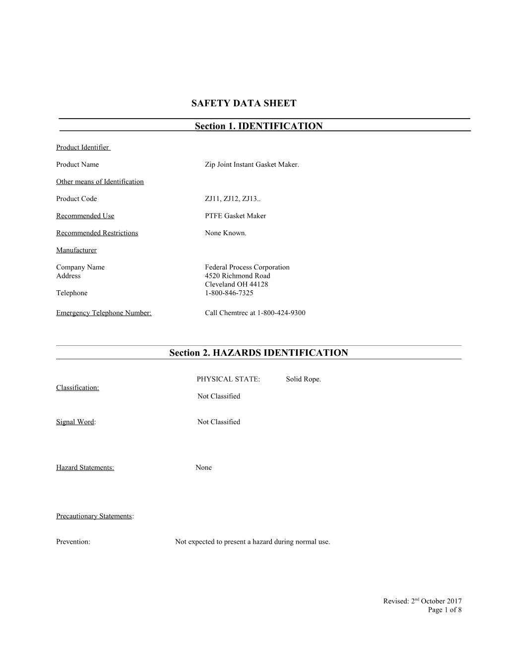 Material Safety Data Sheet s64