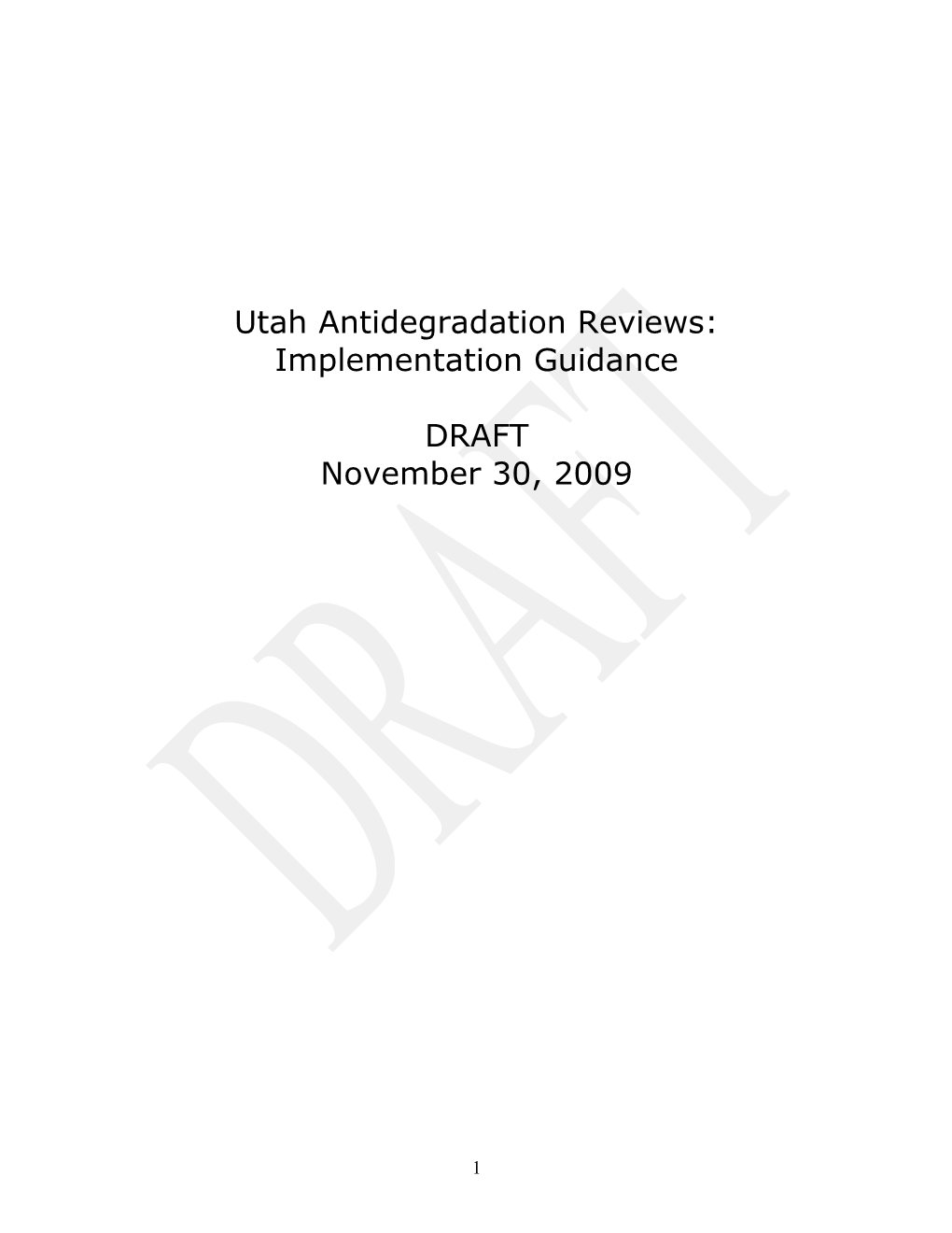 Utah Antidegradation Reviews: Implementation Guidance