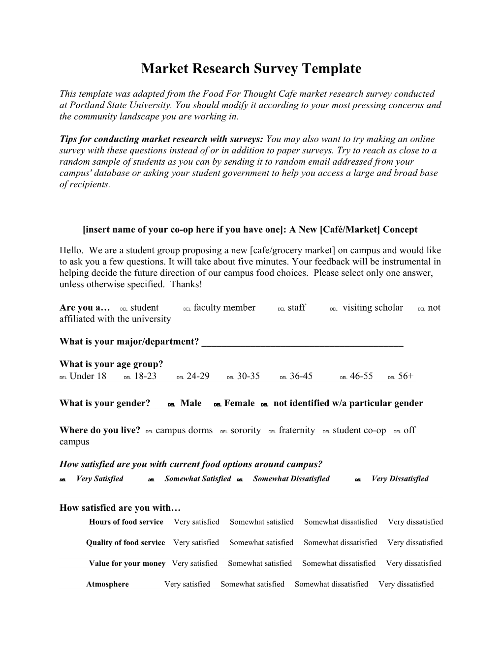 Fft Original Market Research Survey