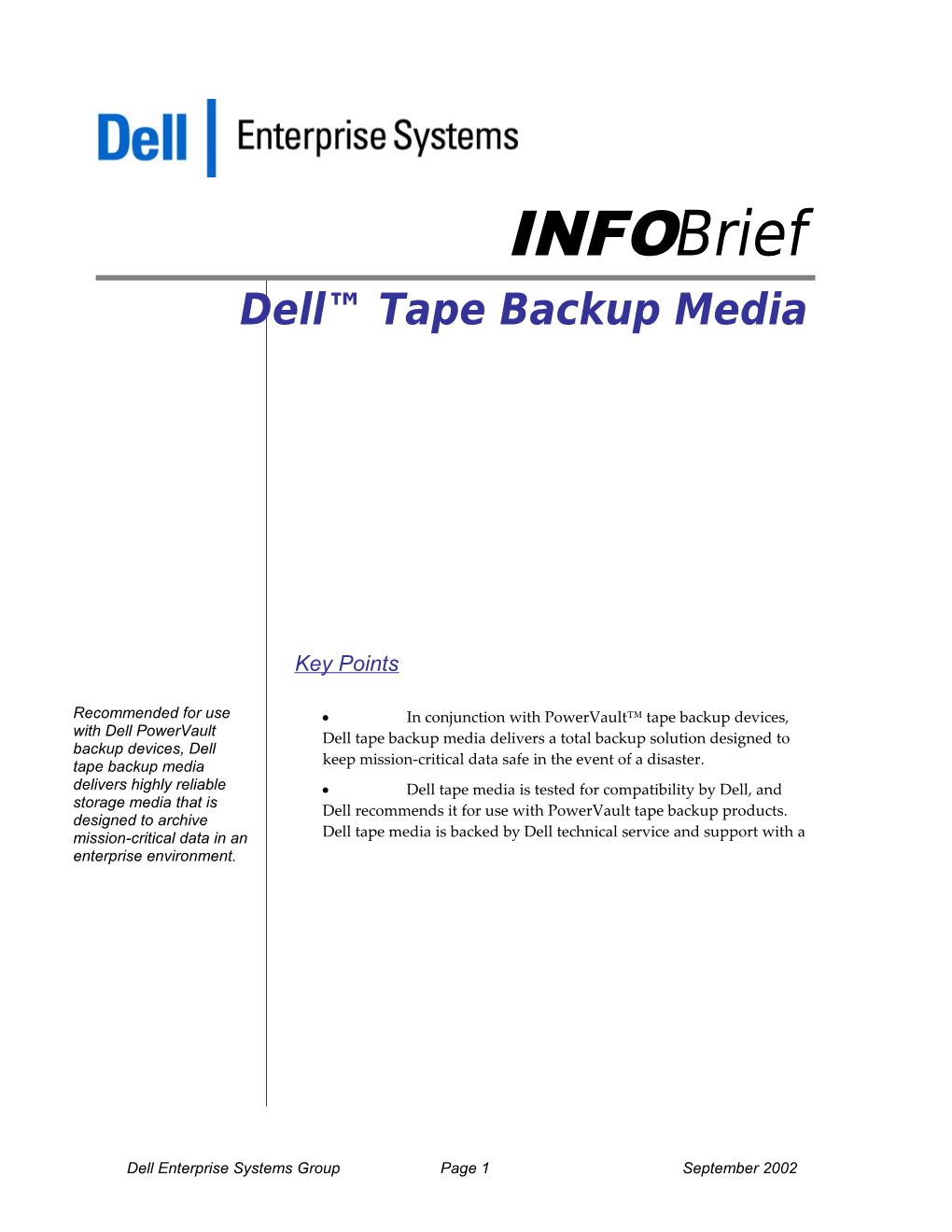 Dell Tape Backup Media Infobrief