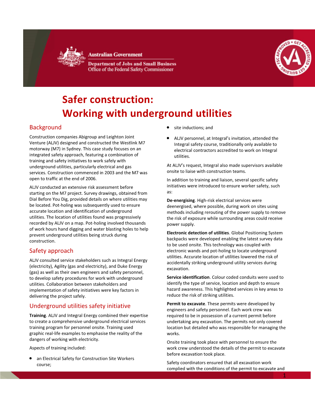 Safer Construction: Working with Underground Utilities