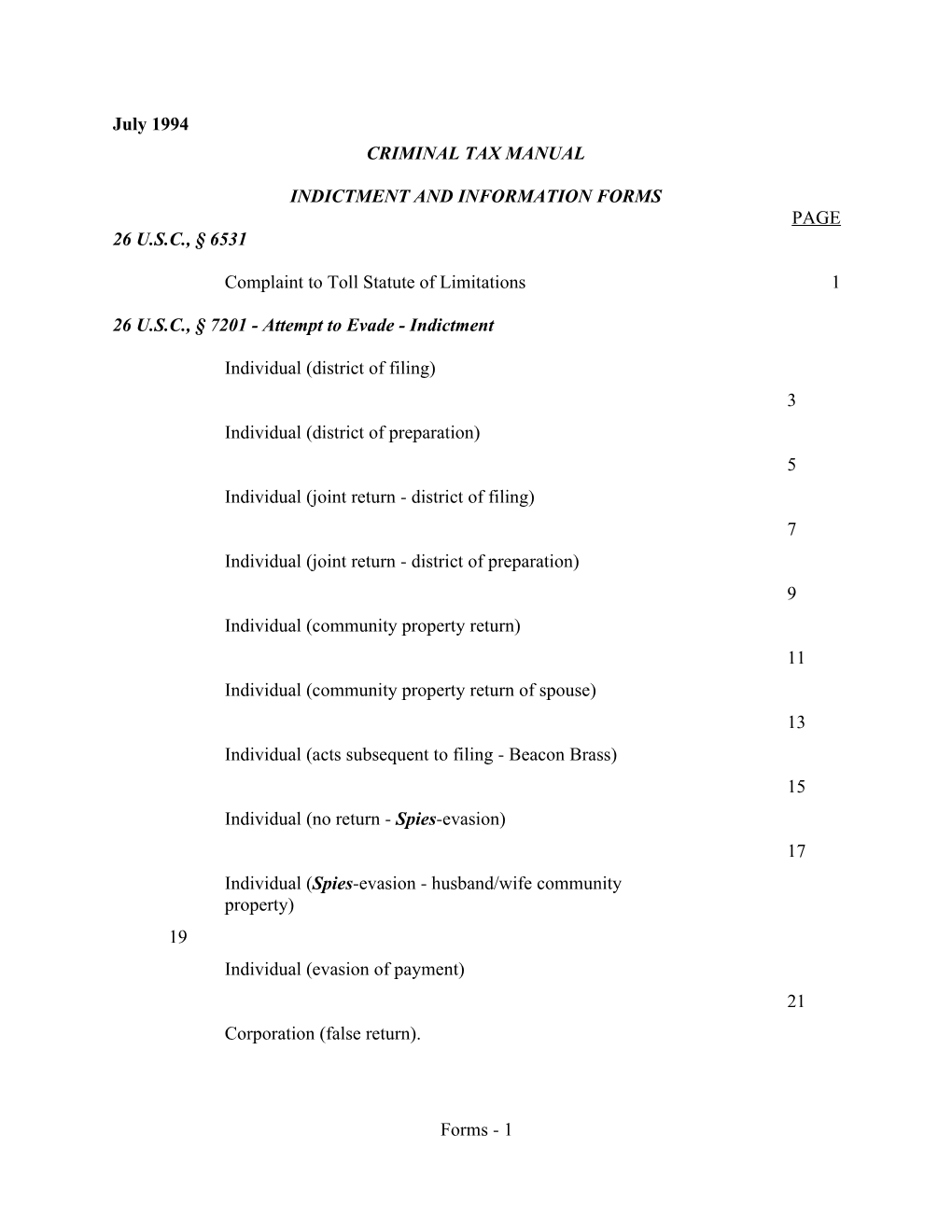 Indictment and Information Forms