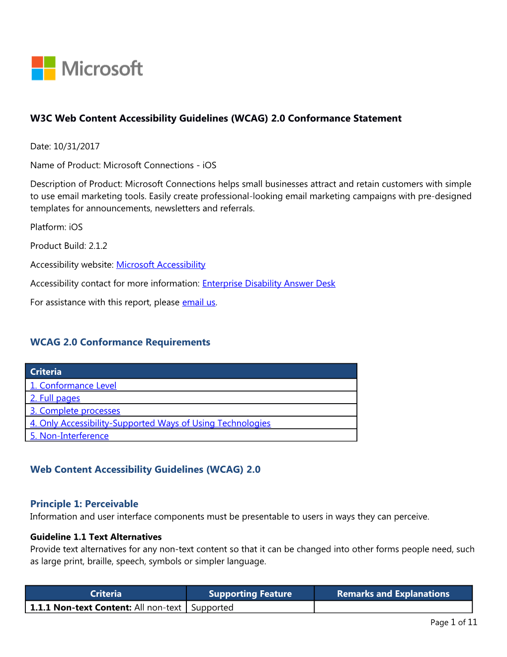 W3C Web Content Accessibility Guidelines (WCAG) 2.0 Conformance Statement s14
