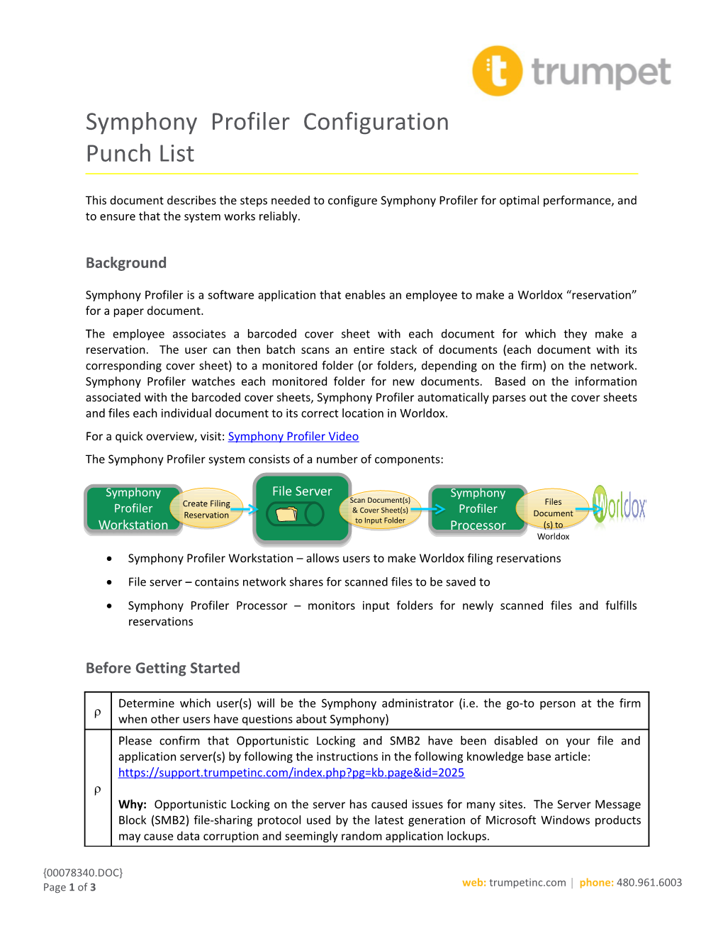 Symphony Profiler Configuration Punch List (00078340;2)