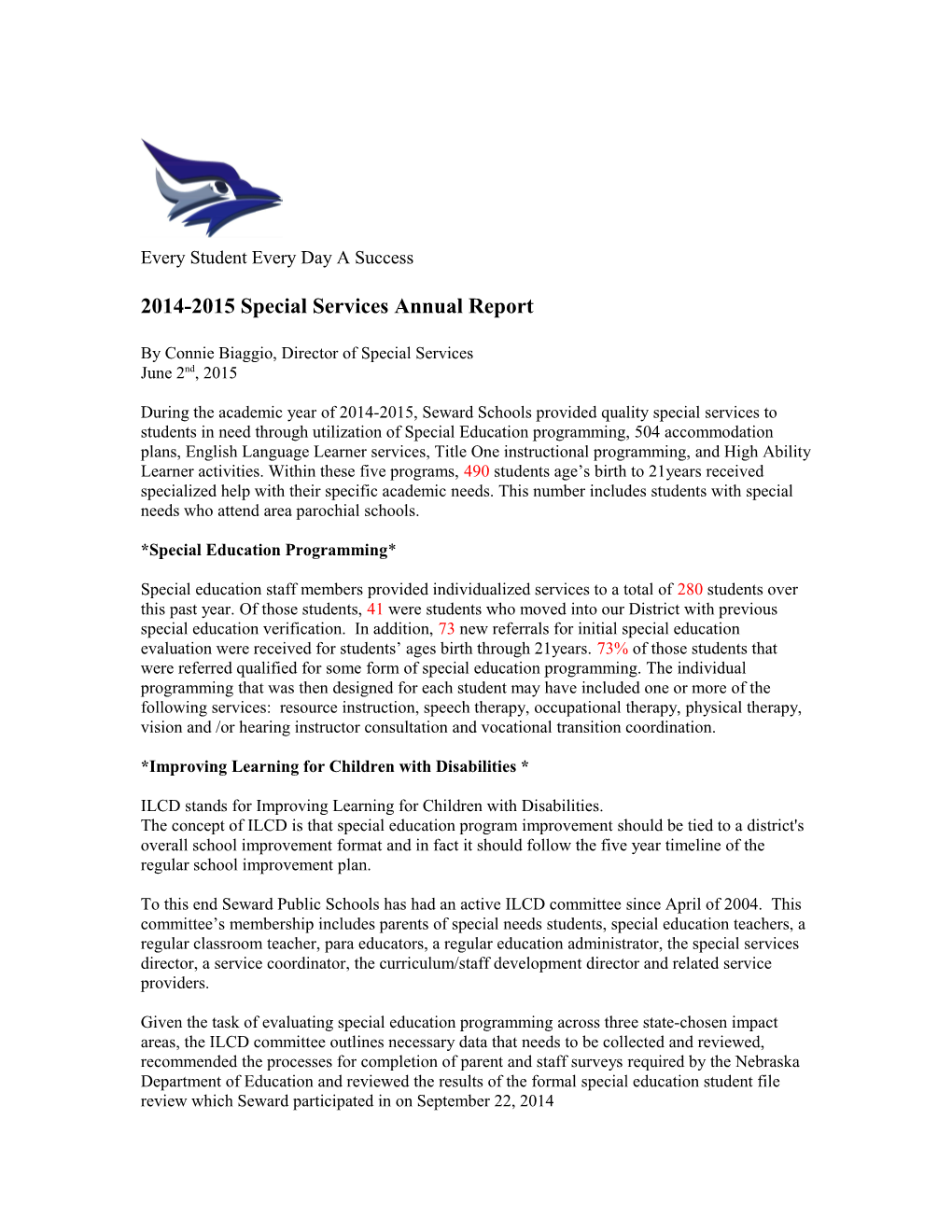 2014-2015 Special Services Annual Report