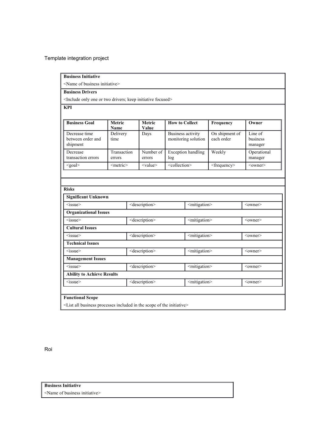 Template Integration Project