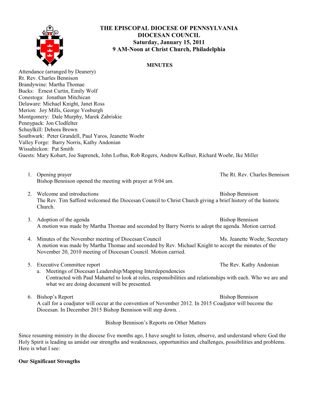 Attendance (Arranged by Deanery)