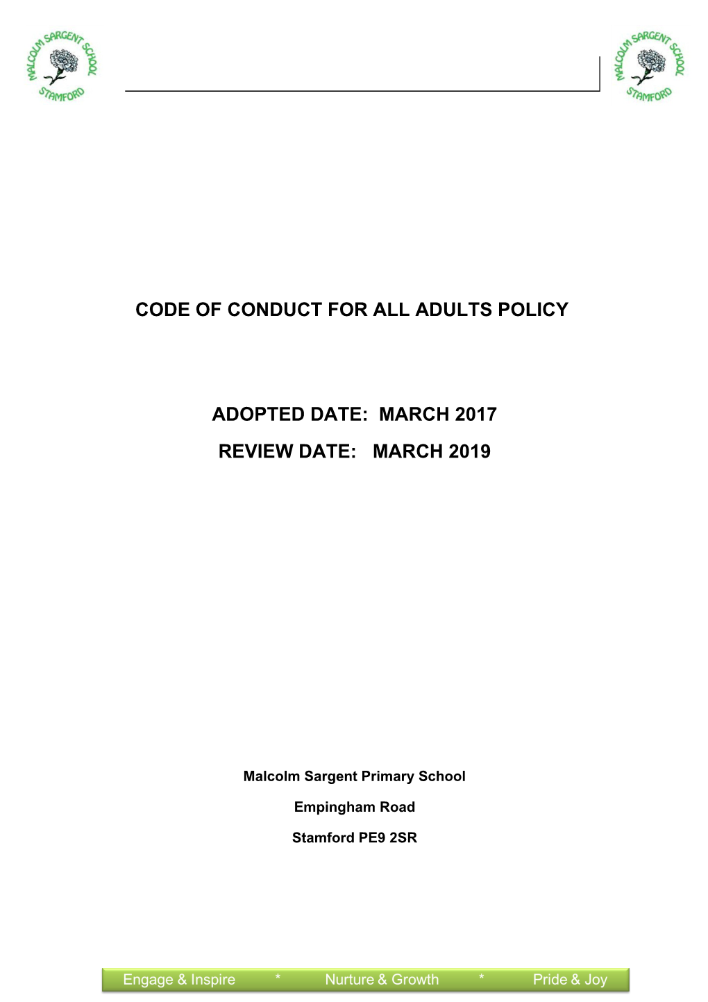 Code of Conduct for All Adults Policy