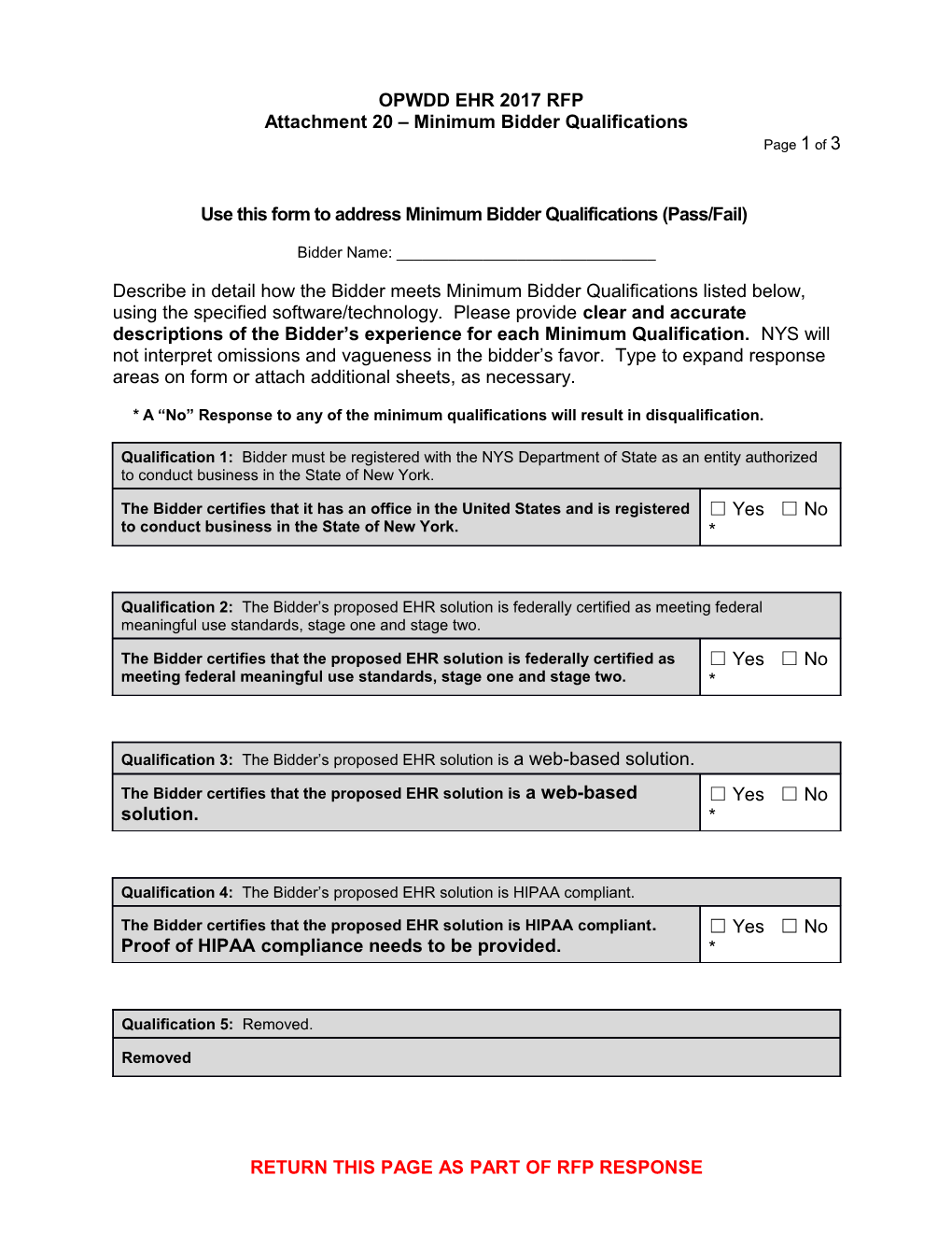 Attachment 20 - Minimum Bidder Qualifications